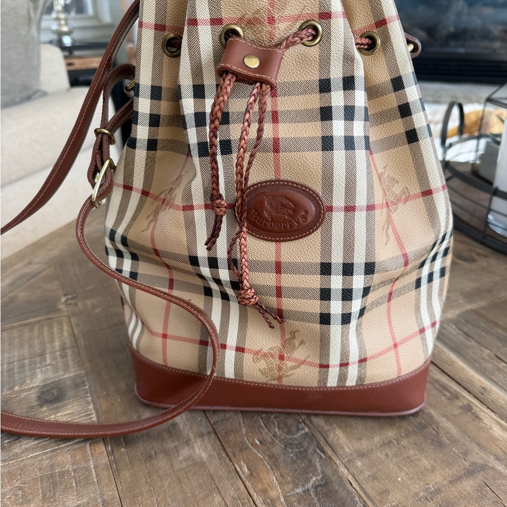 Vintage Burberry Haymarket Check Bucket Bag